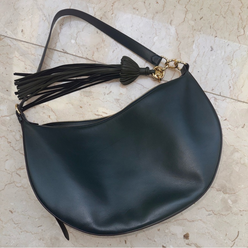 Ulla Johnson Black Crescent Leather Hobo with Tassel